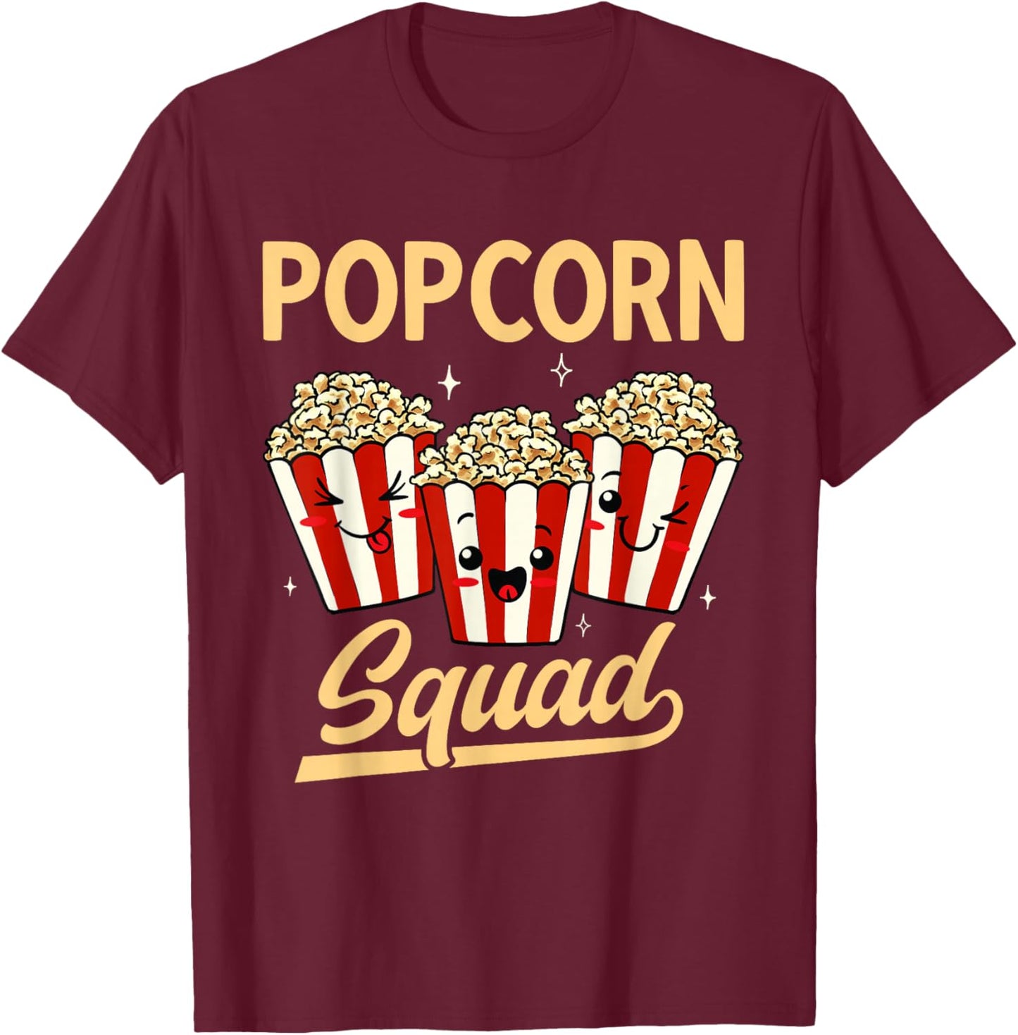 Popcorn Squad Movie Night Snack Popcorn T-Shirt - T-Shirt | Maroon