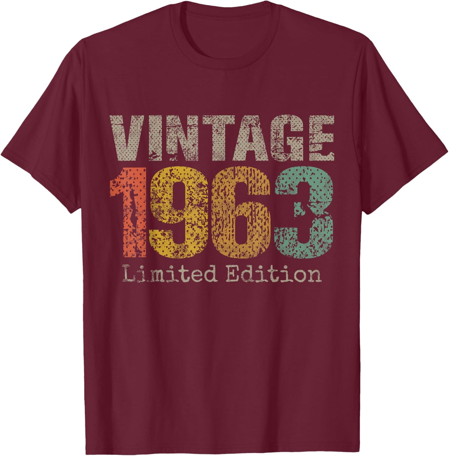 Vintage 1963 Limited Edition 62nd Birthday Gifts 62 Year Old T-Shirt - T-Shirt | Maroon
