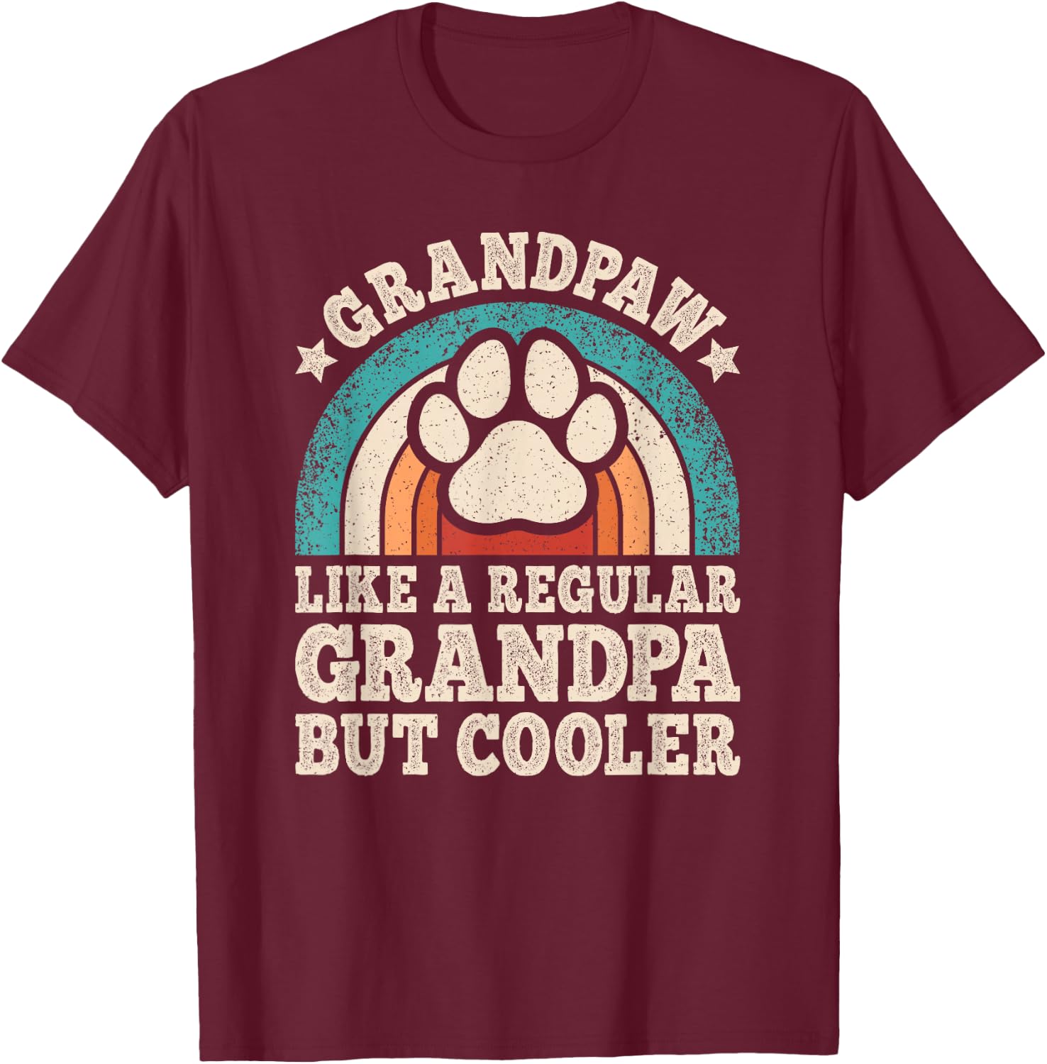 Grandpaw Dog Grandpa Funny Dog Grandfather Grand Paw Vintage T-Shirt - T-Shirt | Maroon