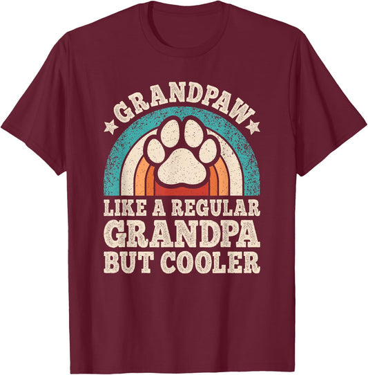 Grandpaw Dog Grandpa Funny Dog Grandfather Grand Paw Vintage T-Shirt - T-Shirt | Maroon