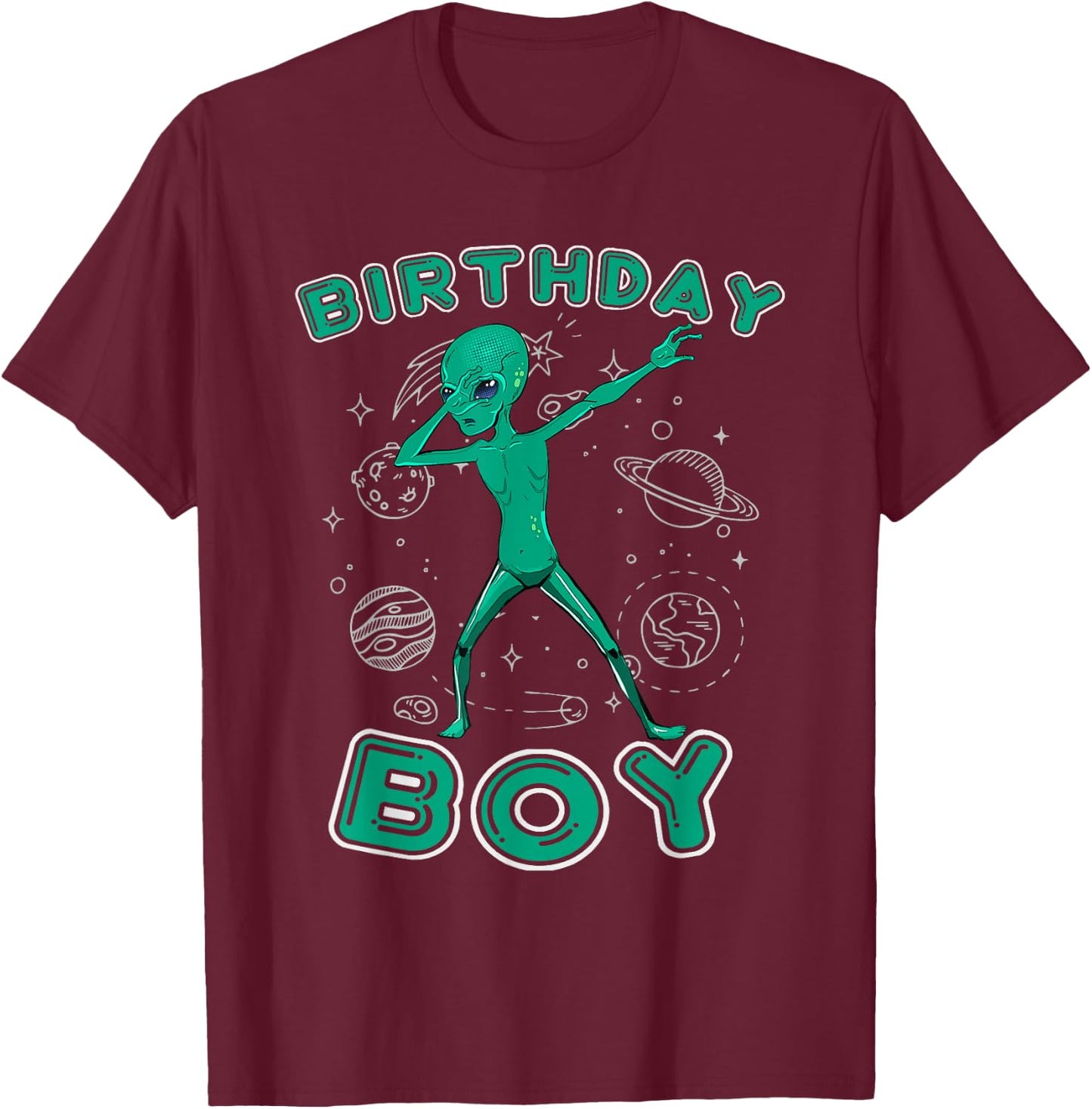 Funny Alien Birthday Boy Tween Teen Boys Kids Youth Men T-Shirt - T-Shirt | Maroon