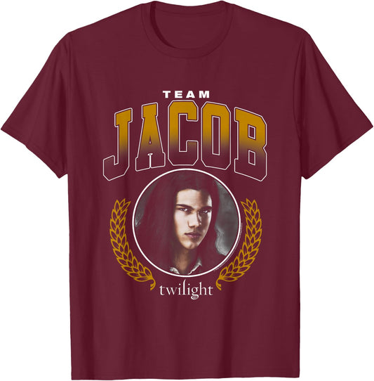 Twilight Team Jacob Varsity Lettering Werewolf Movie T-Shirt - T-Shirt | Maroon