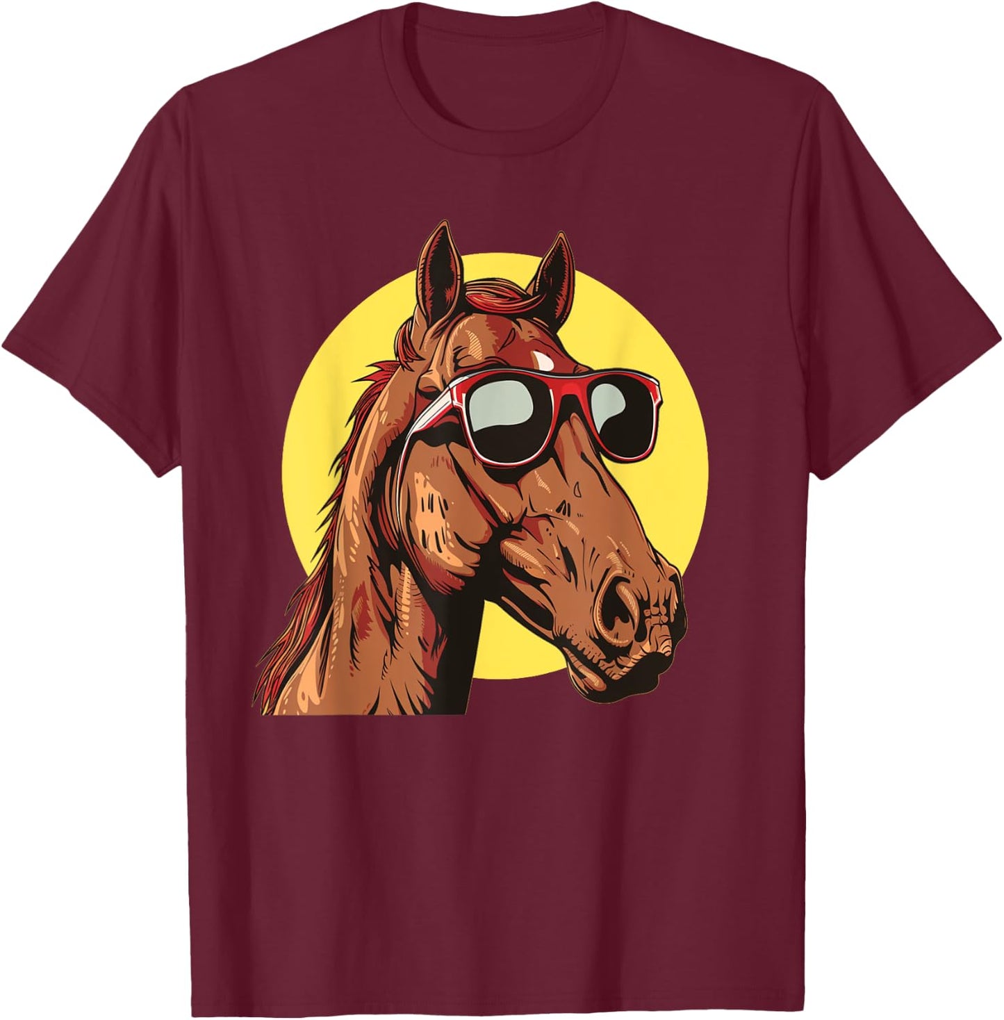 Awesome Horse Face with funny Sunglasses Costume T-Shirt - T-Shirt | Maroon