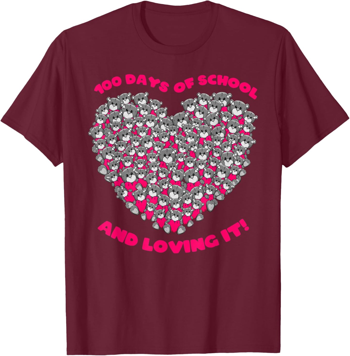 Cute 100 Days of school and still loving it Hearts 100th Day T-Shirt - T-Shirt | Maroon