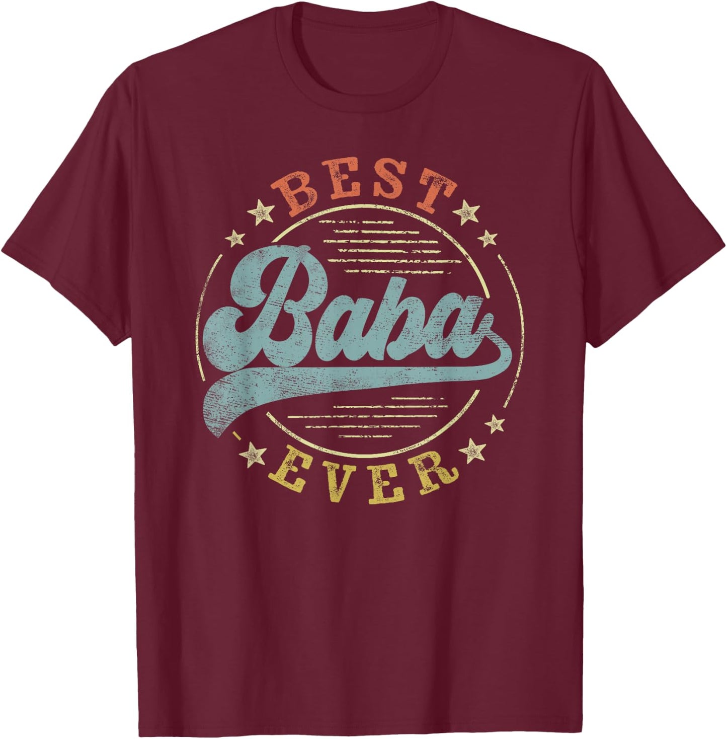 Best Baba Ever Father's Day Baba Gifts Vintage Emblem T-Shirt - T-Shirt | Maroon