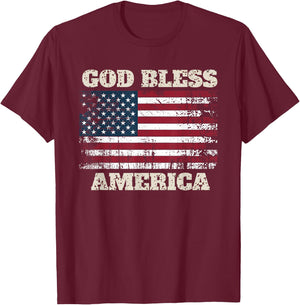 God Bless America Patriotic Happy 4th of July , Women T-Shirt - T-Shirt | Maroon