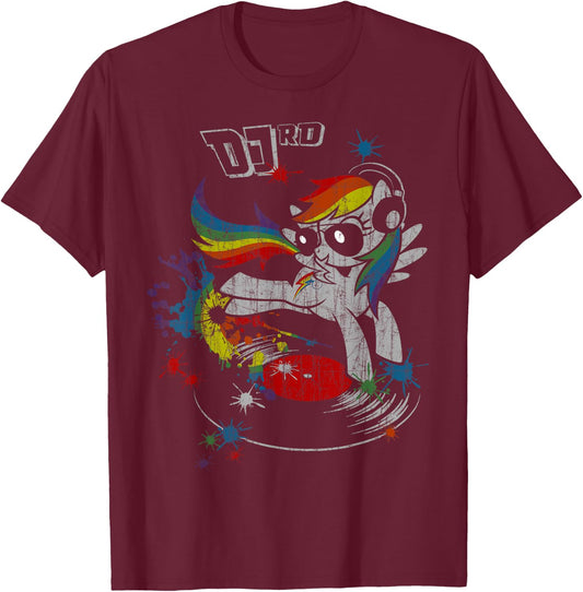DJ RD Retro Rainbow Dash Fluttershy Rarity T-Shirt - T-Shirt | Maroon