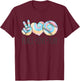Tie Dye Softball for Teen Girls | Peace Love Play T-Shirt - T-Shirt | Maroon