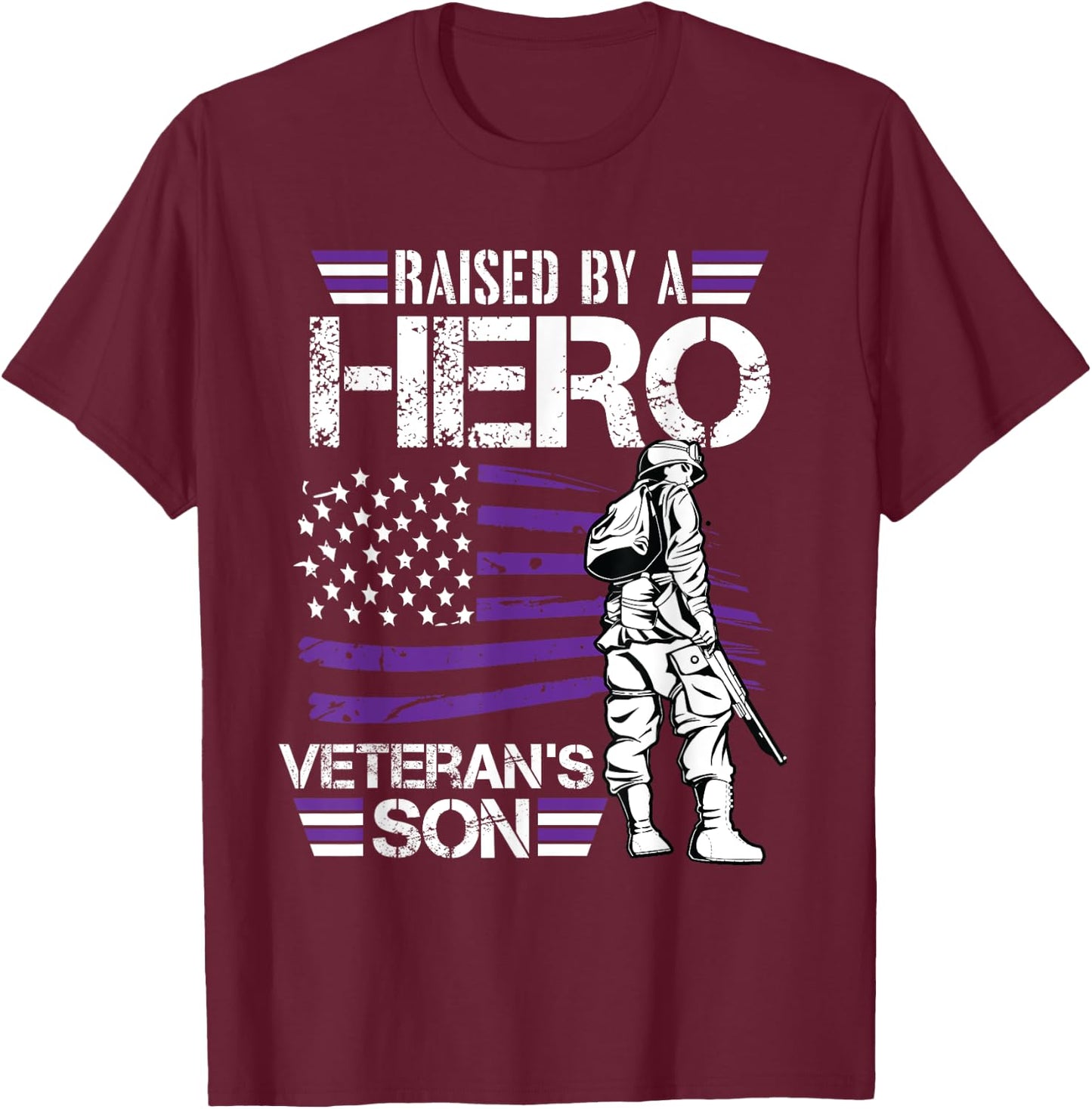 Veteran Son Month Of The Military Child Army Soldier Kids T-Shirt - T-Shirt | Maroon
