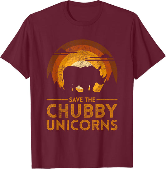Save The Chubby Unicorns Rhino T-Shirt - T-Shirt | Maroon