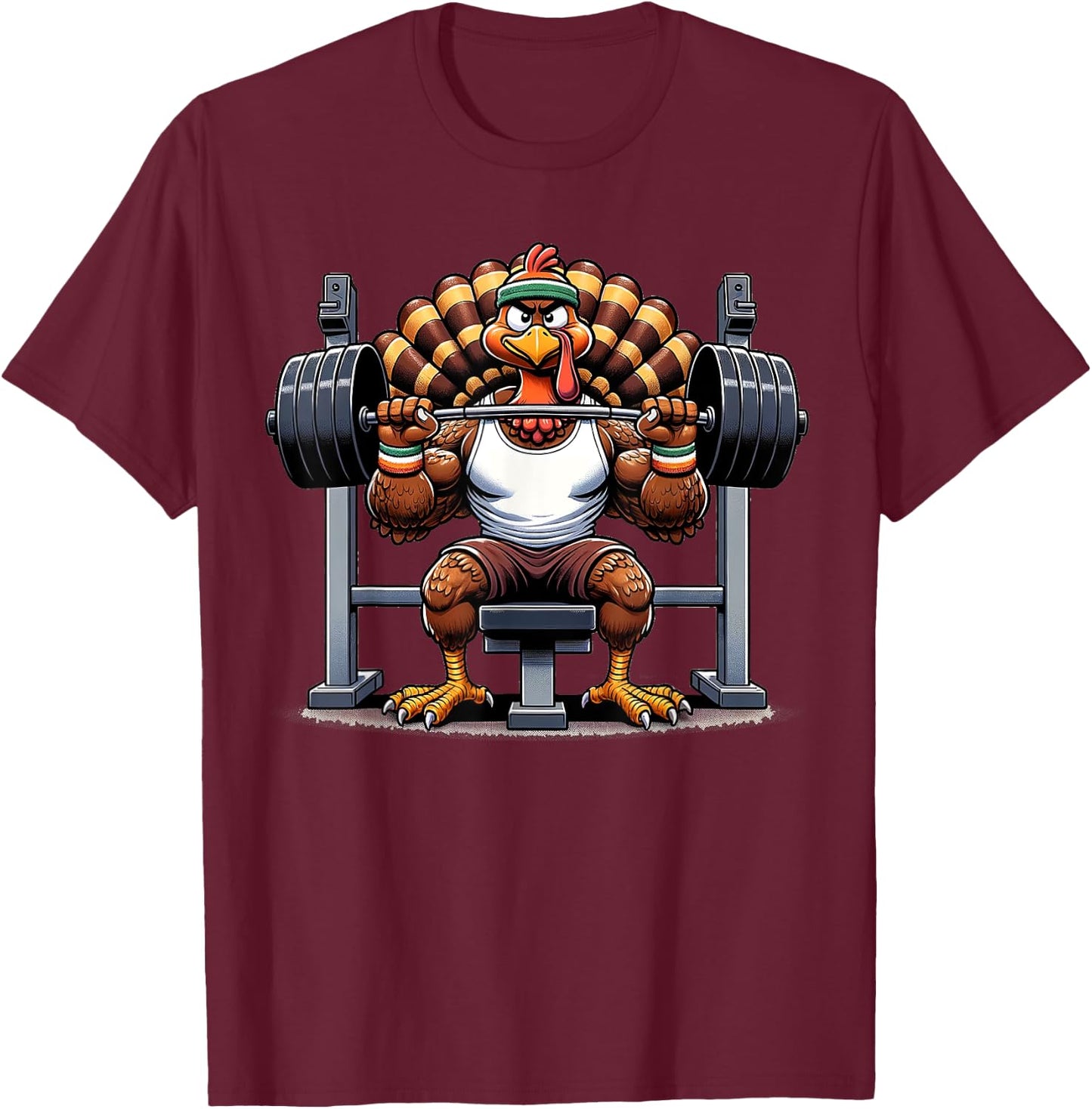 Turkey Weightlifting Thanksgiving Gym for FunnyWorkout Wear T-Shirt - T-Shirt | Maroon