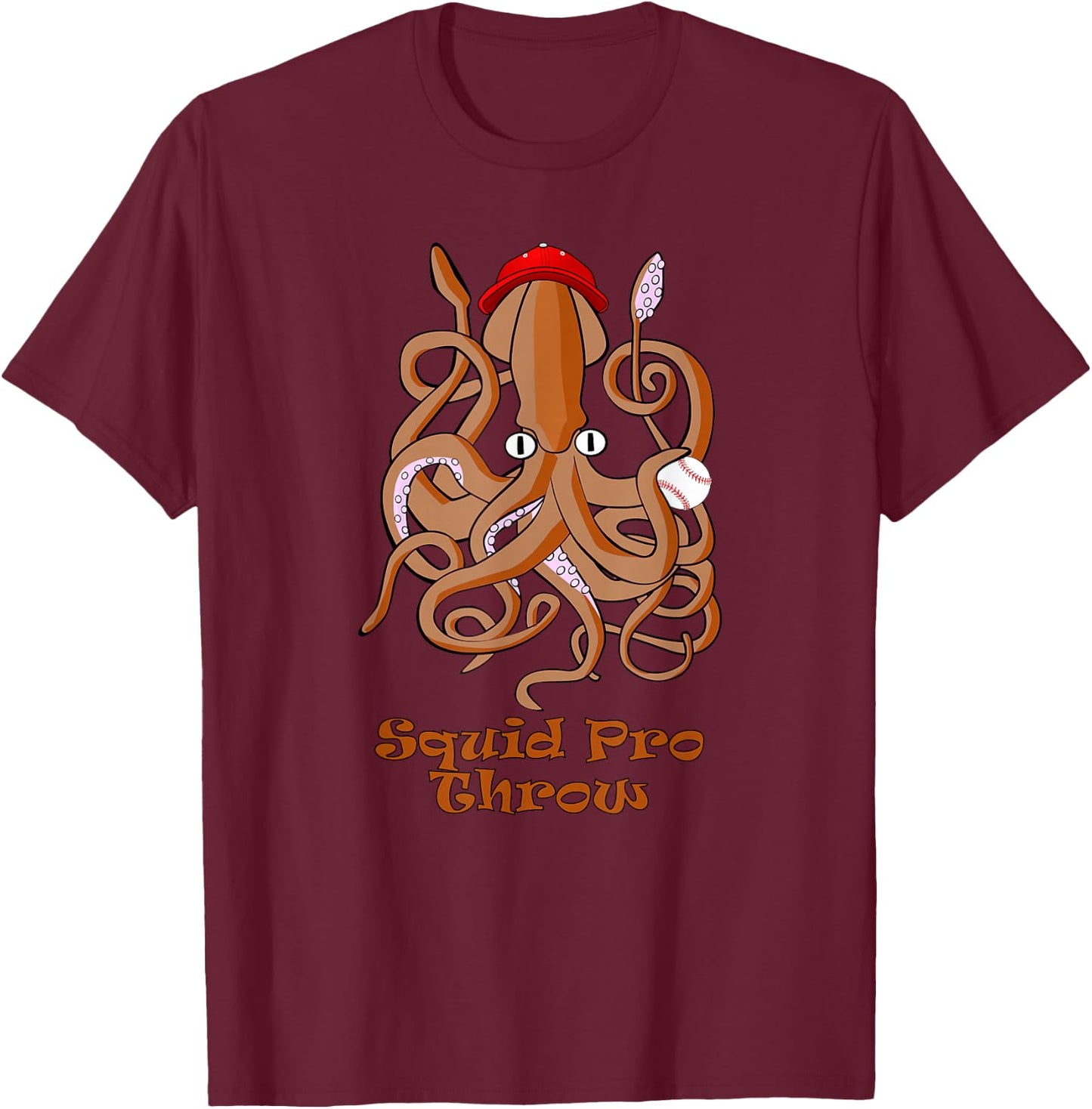Funny Quid Pro Quo Pun Squid Pro Throw T-Shirt - T-Shirt | Maroon