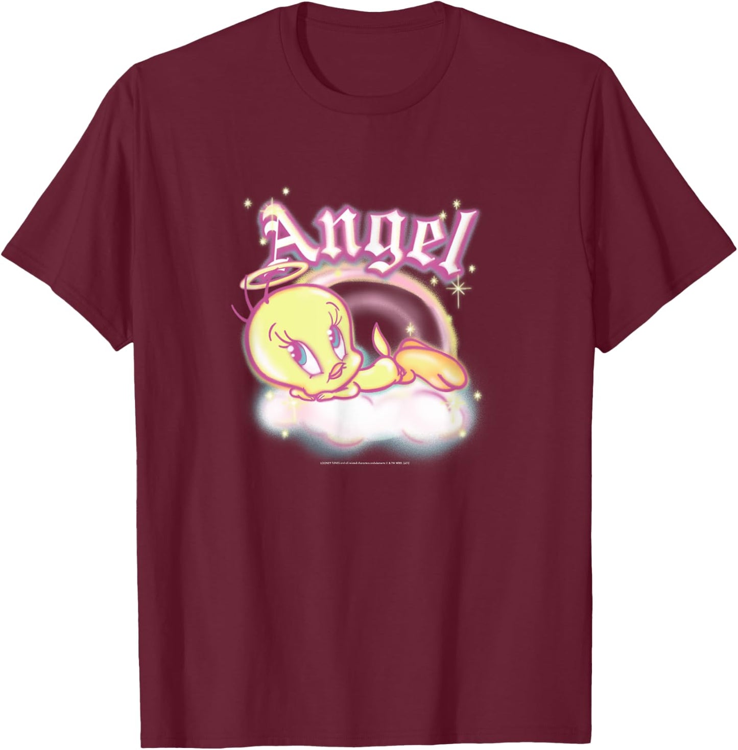 Looney Tunes Tweety Bird Angel in Clouds T-Shirt - T-Shirt | Maroon