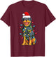 Rottweiler Santa Christmas Tree Lights Xmas Boys Dog Dogmas T-Shirt - T-Shirt | Maroon