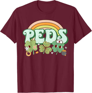 St. Patrick's Day Nurse Pediatrics Pride for Pediatric RNs T-Shirt - T-Shirt | Maroon
