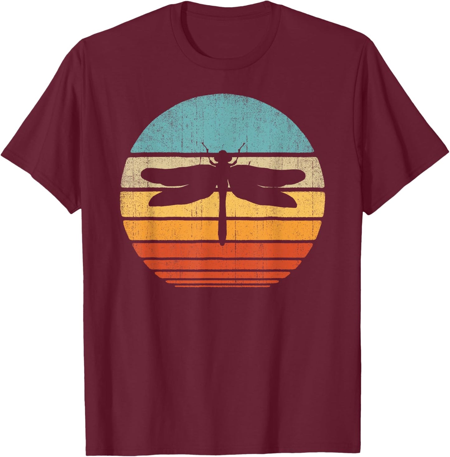 Dragonfly Retro Vintage 60s 70s Sunset Bug Insect Men Women T-Shirt - T-Shirt | Maroon