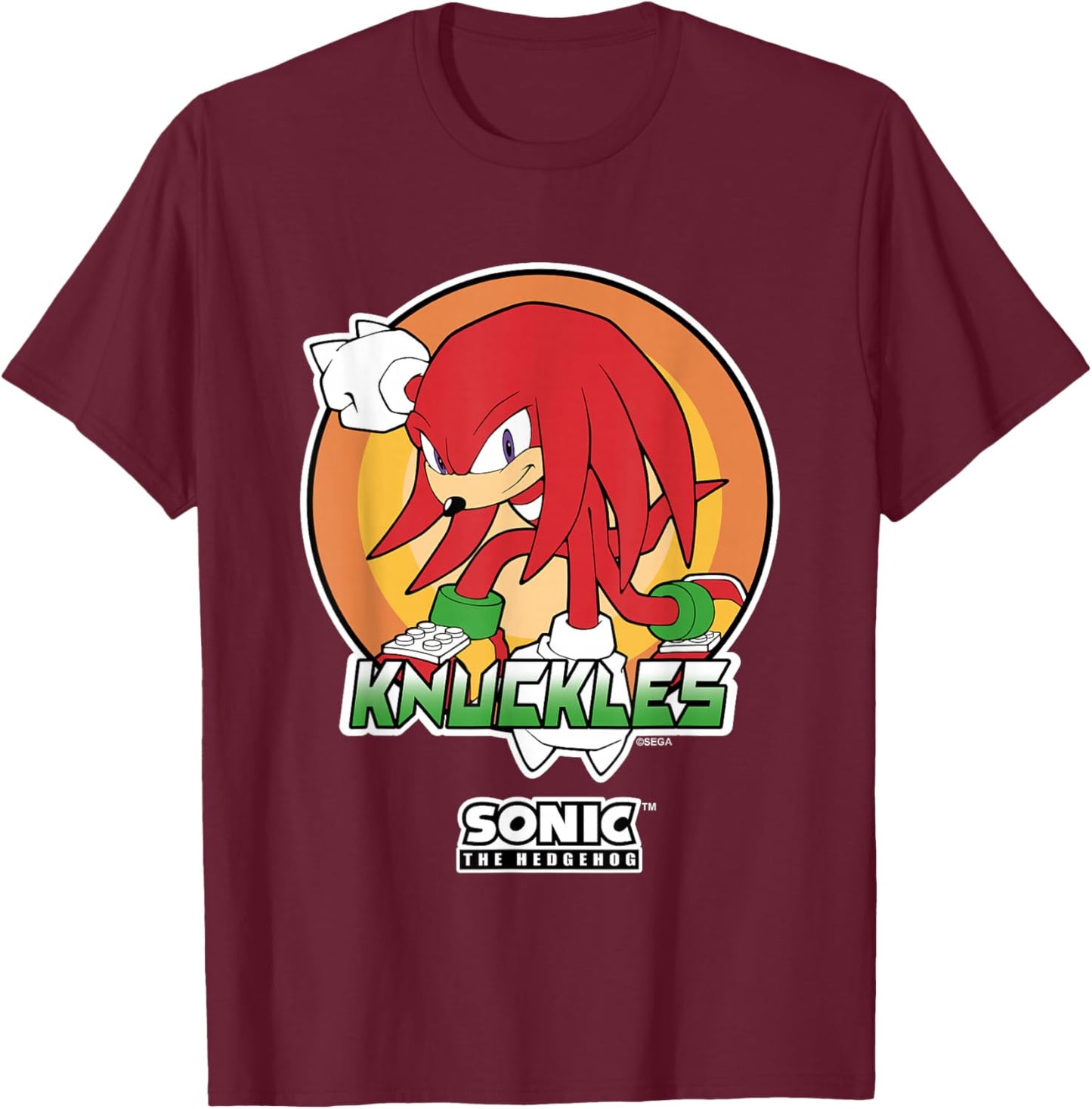 Sonic The Hedgehog Knuckles Superhero Pose Portrait Vintage T-Shirt - T-Shirt | Maroon