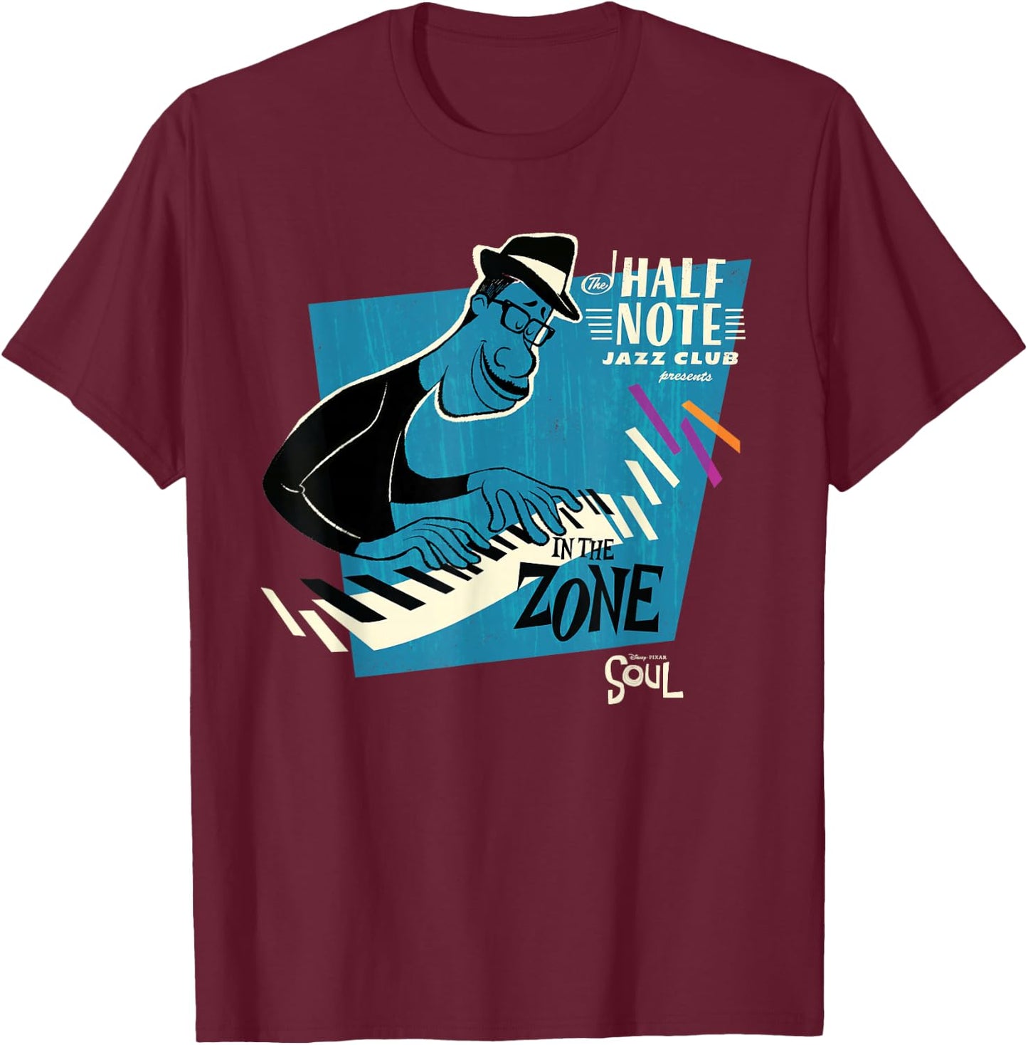 Disney and Pixar's Soul Joe Gardner Jazz Club In the Zone T-Shirt - T-Shirt | Maroon