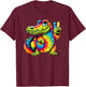Peace Sign Tie Dye Crocodile T-Shirt - T-Shirt | Maroon
