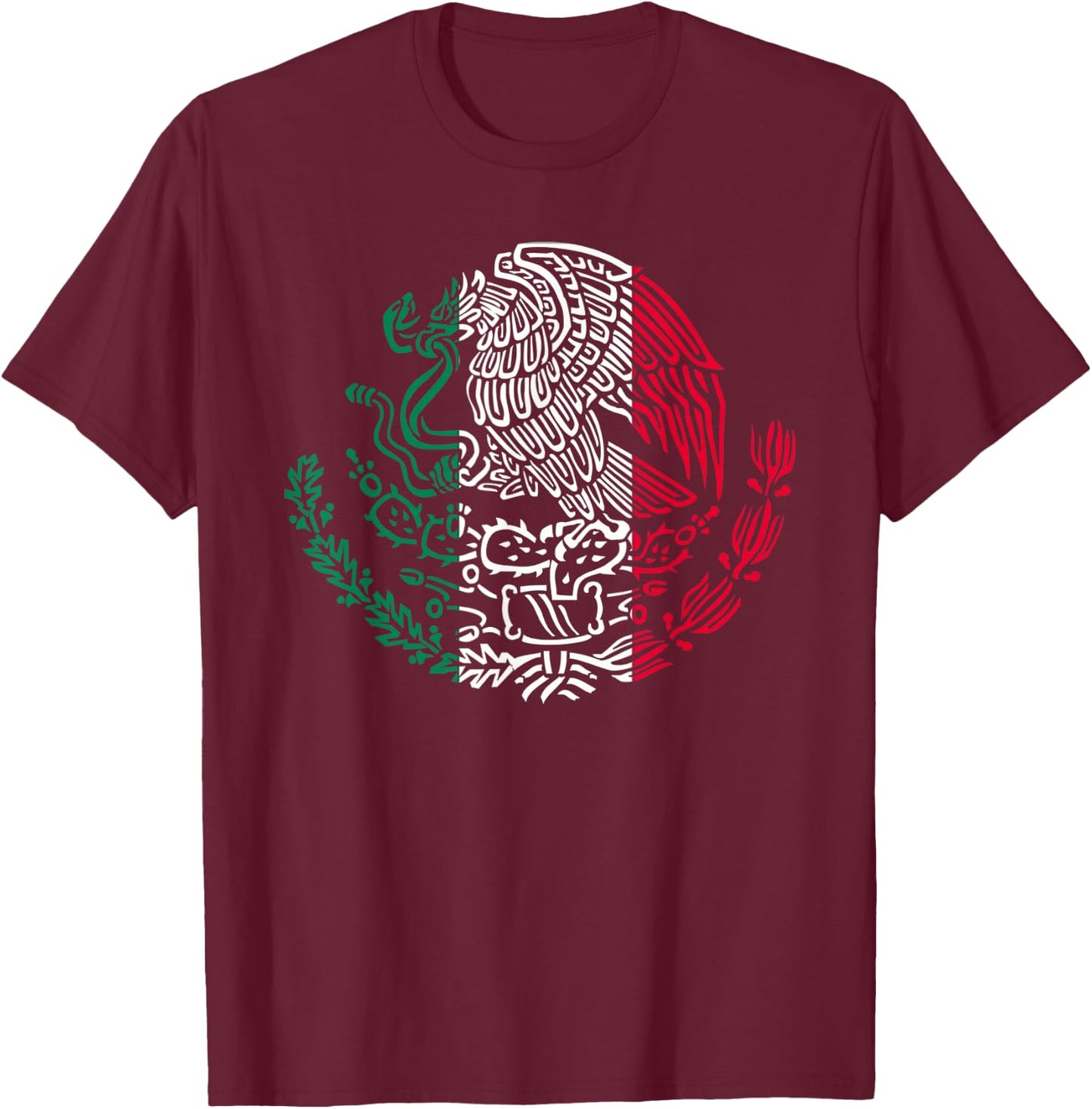 Mexican Eagle Mexico Flag T-Shirt - T-Shirt | Maroon