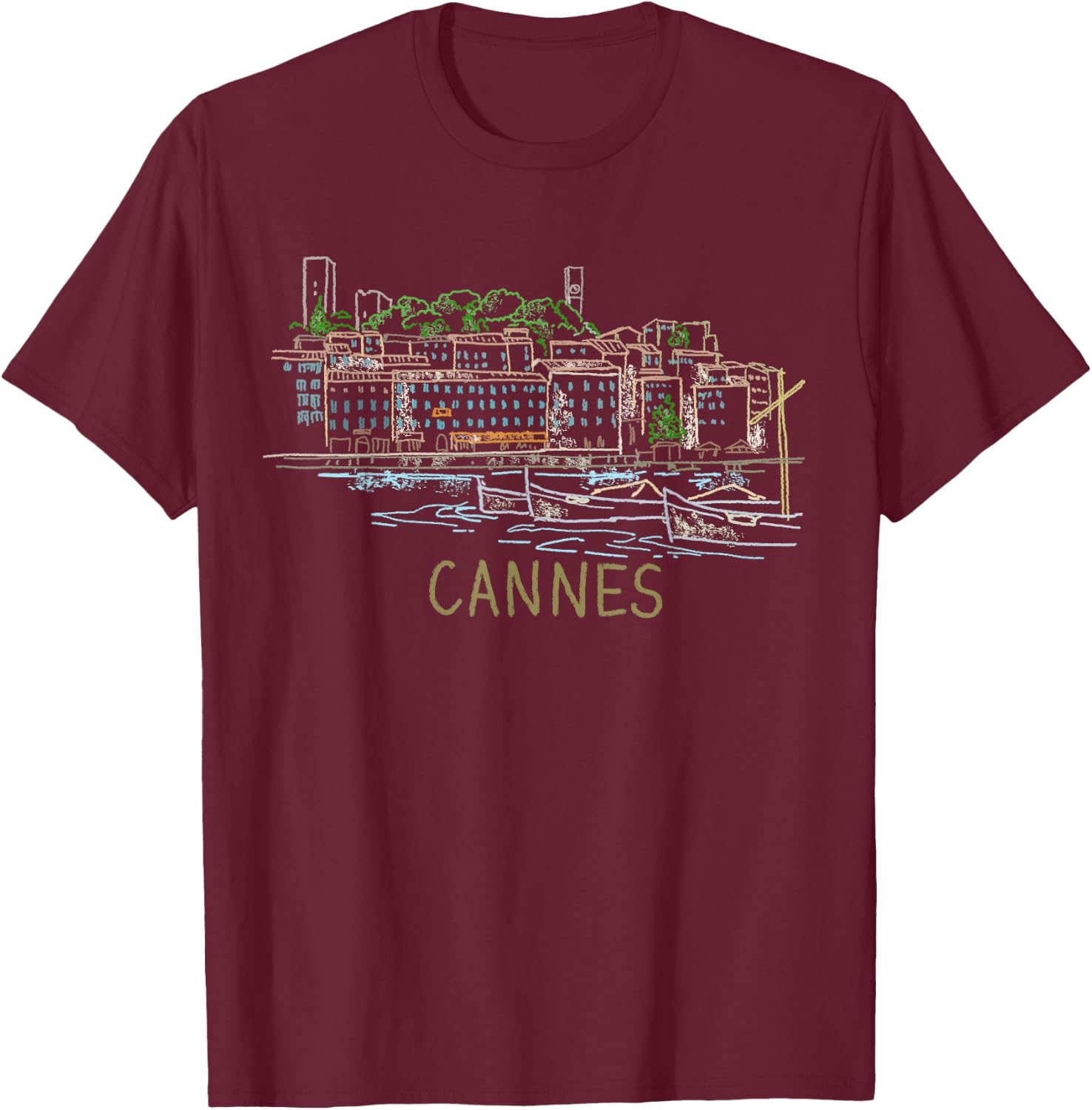 Cannes France Art Gift Men Women T-Shirt - T-Shirt | Maroon