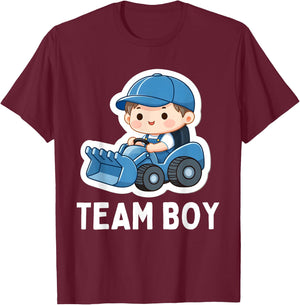 Gender Reveal Team Boy Blue Party Baby Announcement T-Shirt - T-Shirt | Maroon