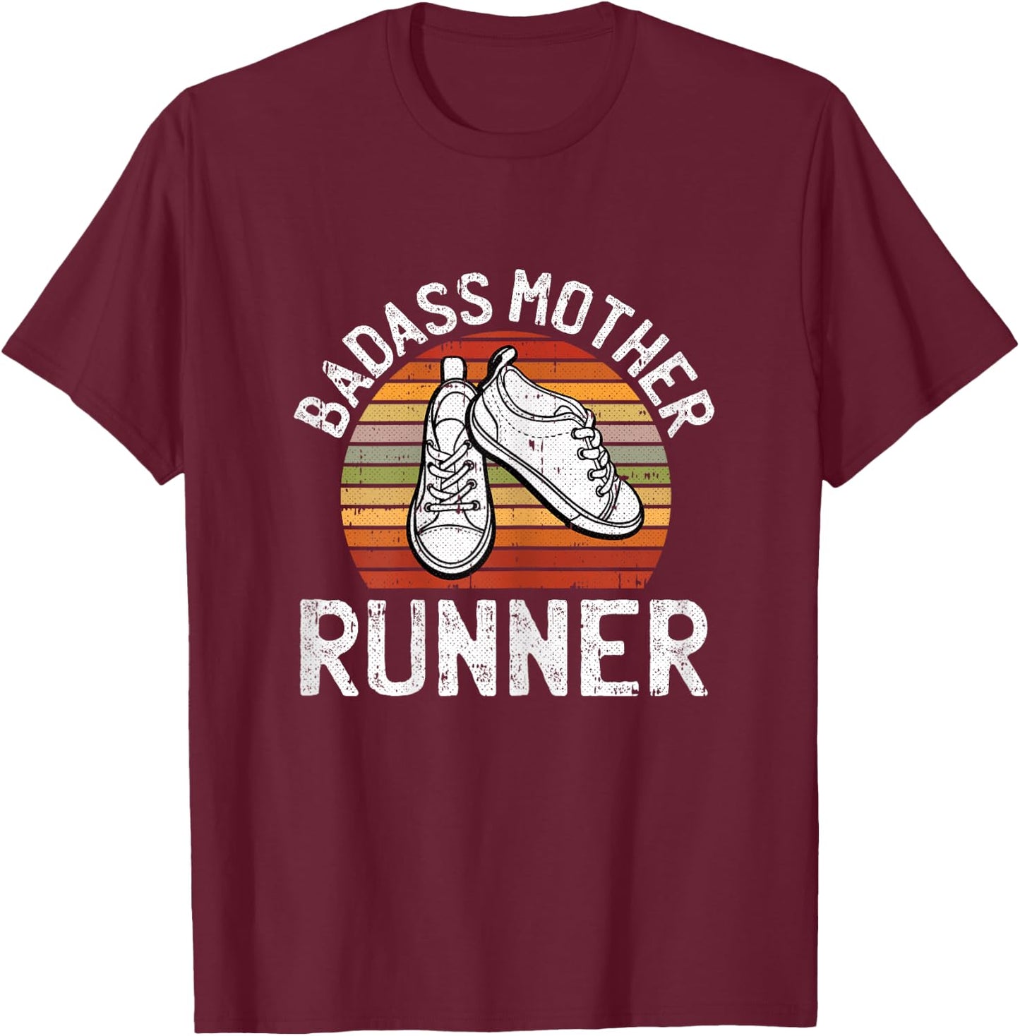 Badass Mother Runner Running Retro Sport Fitness Work-out T-Shirt - T-Shirt | Maroon