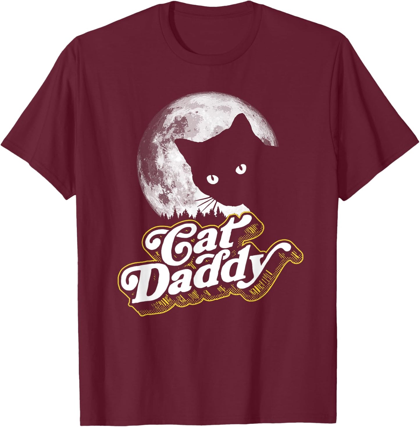 Cat Daddy Vintage Eighties Style Cat Retro Full Moon Women Kids T-Shirt - T-Shirt | Maroon
