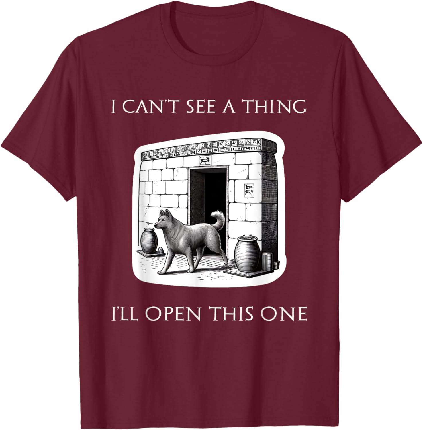Sumerian Tavern Joke Dog Enters a Tavern with Fun T-Shirt - T-Shirt | Maroon