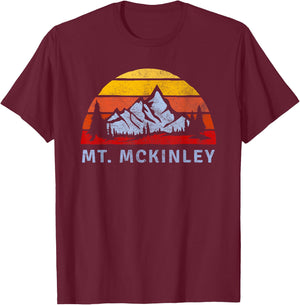 Mt. McKinley Retro Mountain Sunset design T-Shirt - T-Shirt | Maroon