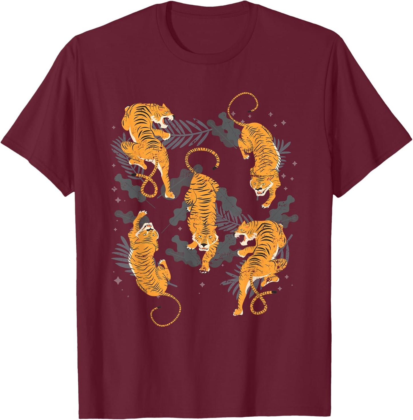 Wild Tiger Animals Tiger T-Shirt - T-Shirt | Maroon
