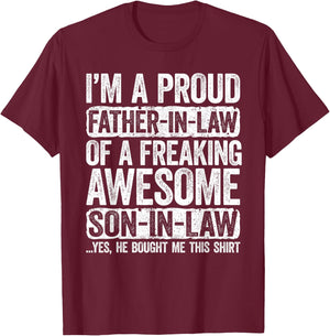 I'm A Proud Father-In-Law of Son-In-Law Shirt Fathers Day T-Shirt - T-Shirt | Maroon