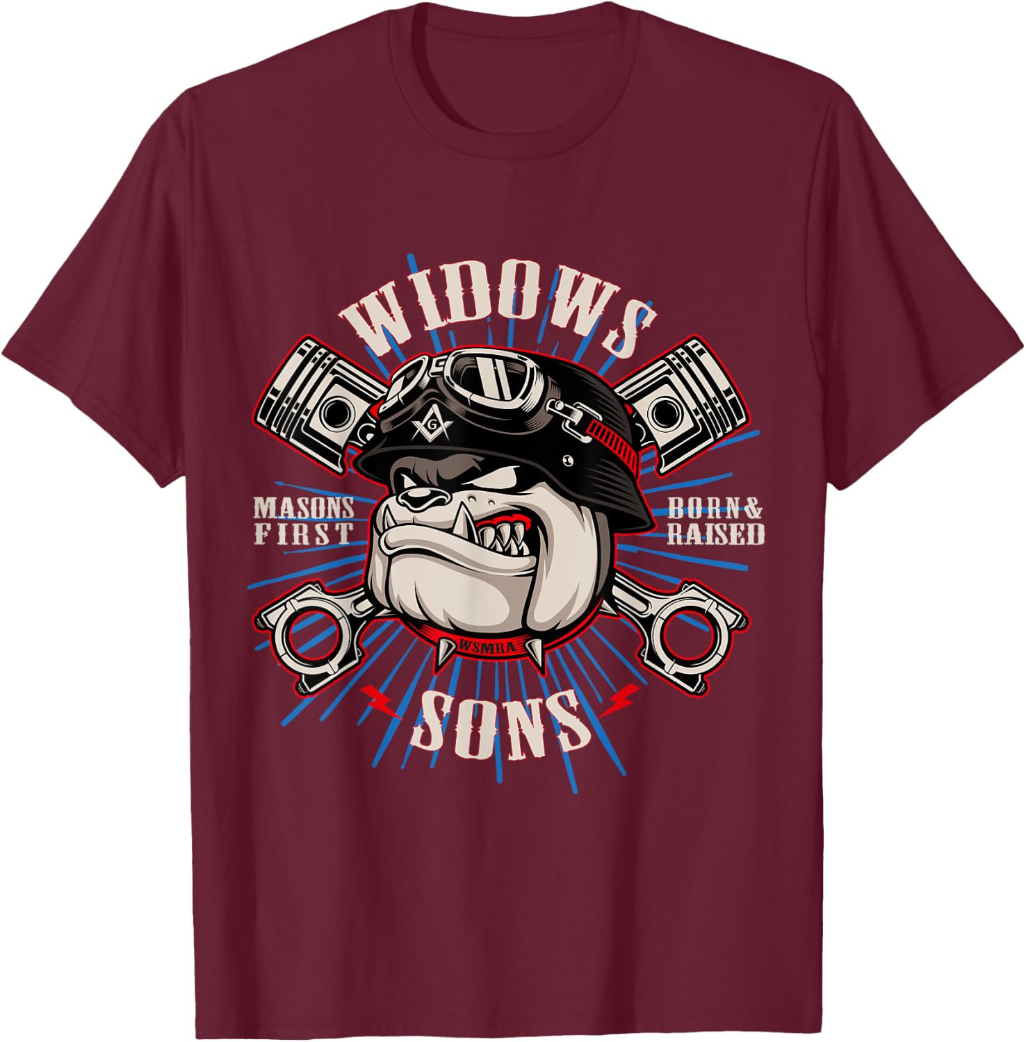 Bulldog Widows Sons Masonic Men Women T-Shirt - T-Shirt | Maroon