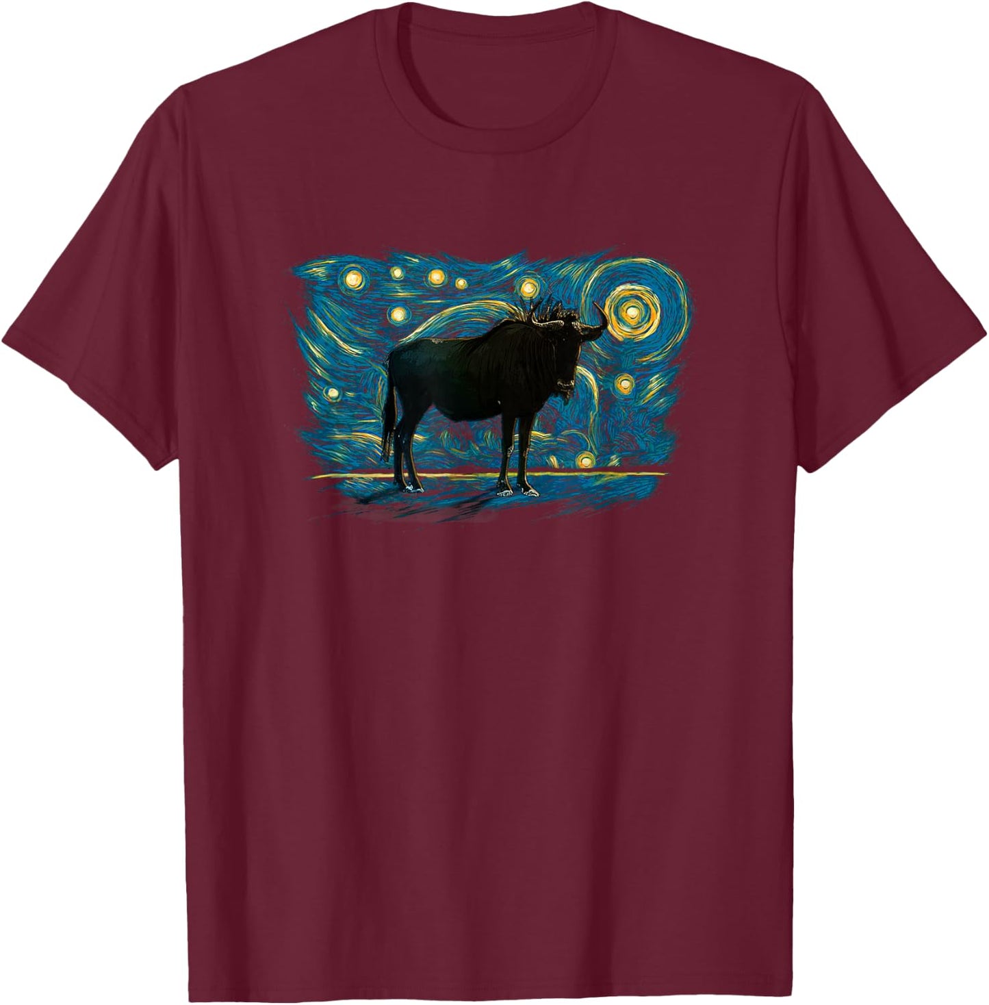 Retro Vintage Style Wildebeest T-Shirt - T-Shirt | Maroon