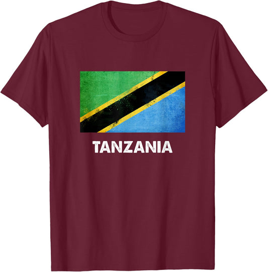 Tanzania flag shirt, Tanzanian T-Shirt - T-Shirt | Maroon