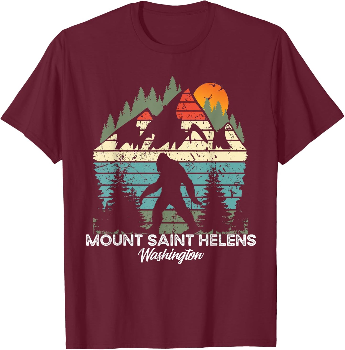 Mount Saint Helens Washington National Park Retro 80's T-Shirt - T-Shirt | Maroon
