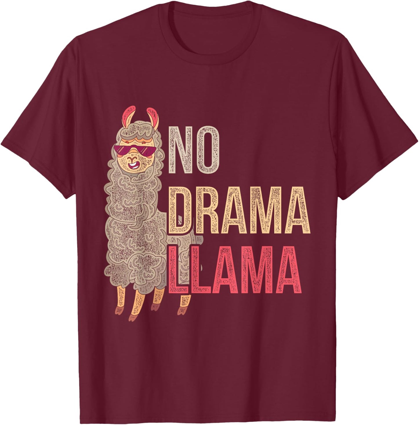 No Drama Llama T-Shirt - T-Shirt | Maroon