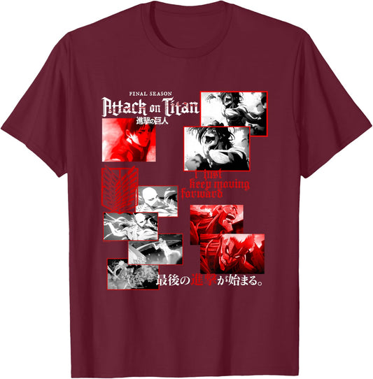 Attack on Titan Season 4 - Season 4 Curated Clutter Anime T-Shirt - T-Shirt | Maroon
