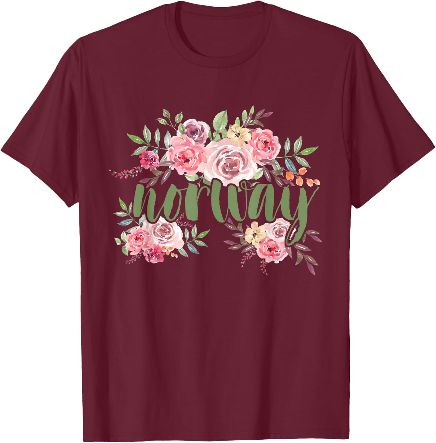 Flowers Norway T-Shirt - T-Shirt | Maroon