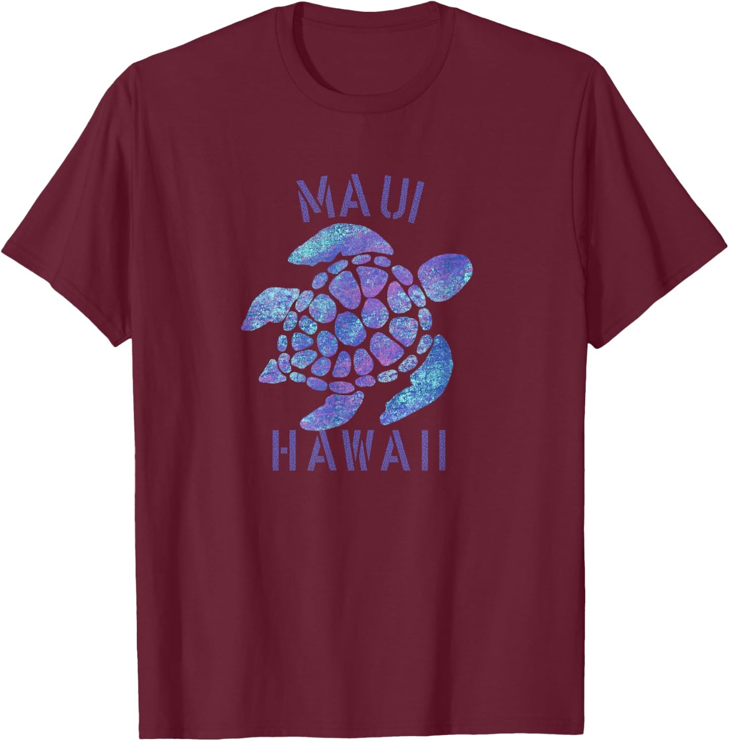 Maui, Hawaii Beach Design / Tribal Turtle Gift T-Shirt - T-Shirt | Maroon