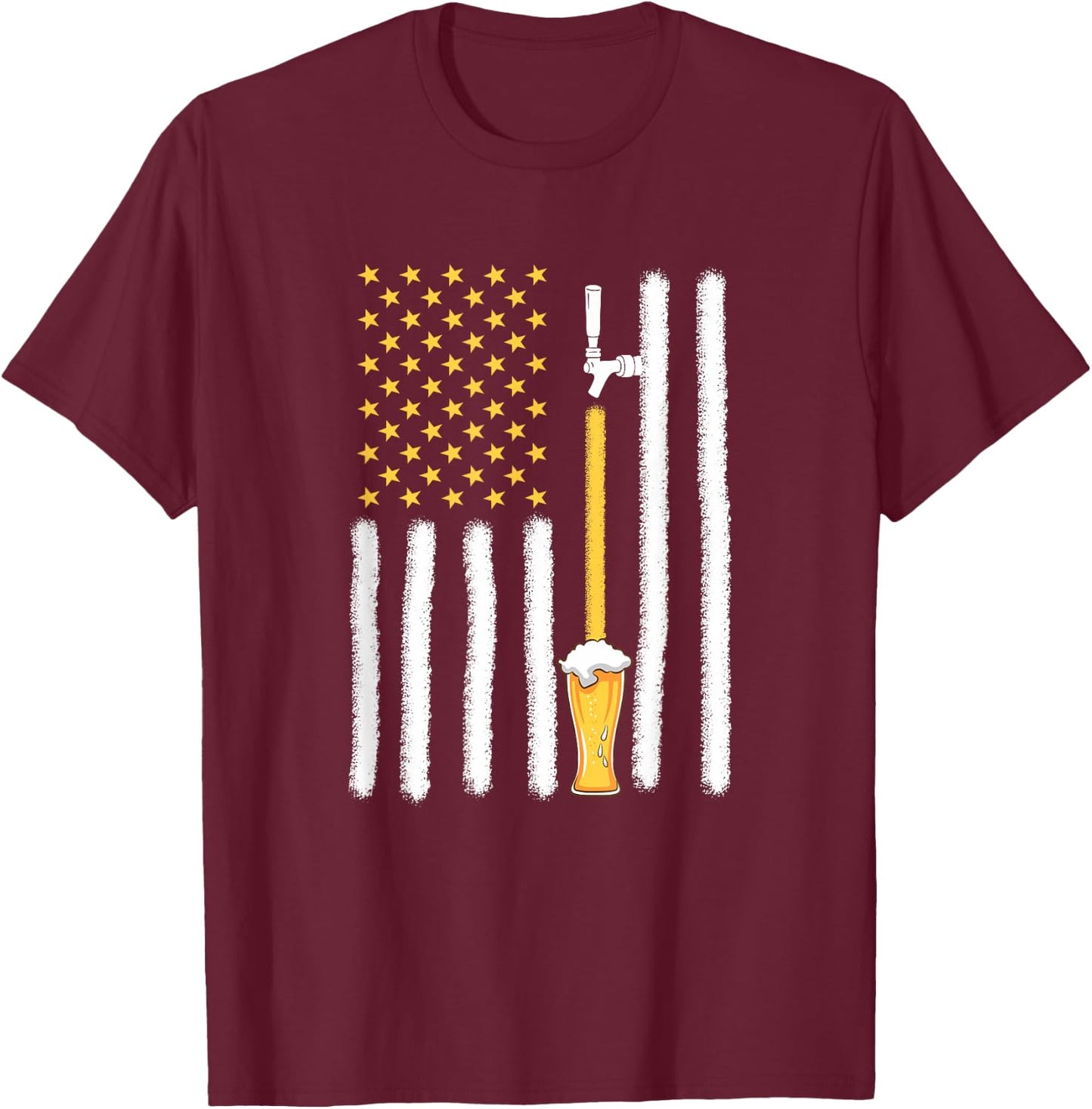 Craft Beer American Flag USA 4th July Brewery T-Shirt - T-Shirt | Maroon