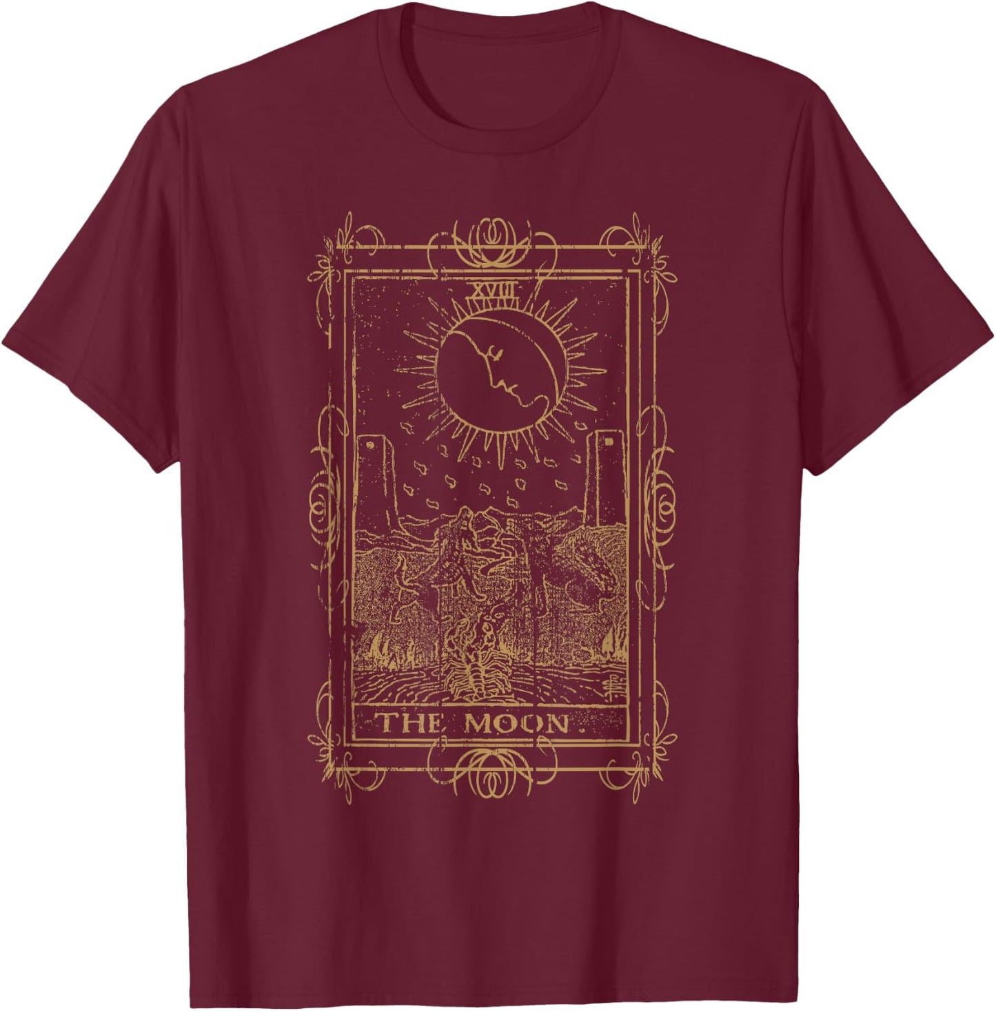 Goth Clothing Tarot Card The Moon Witchy Occult Clothes T-Shirt - T-Shirt | Maroon