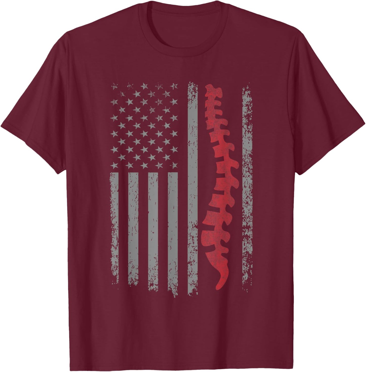 Vintage Distressed Spine Use Flag. Orthopedic Spine Nurse T-Shirt - T-Shirt | Maroon
