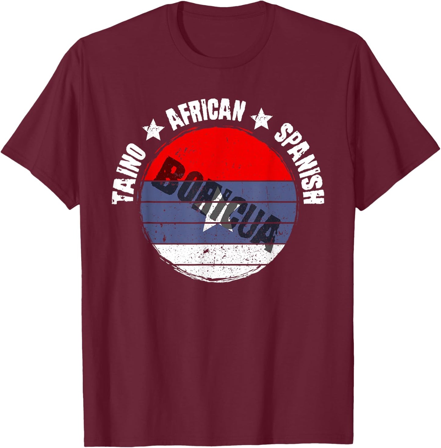 Taino African Spanish - Boricua - Hispanic Heritage T-Shirt - T-Shirt | Maroon