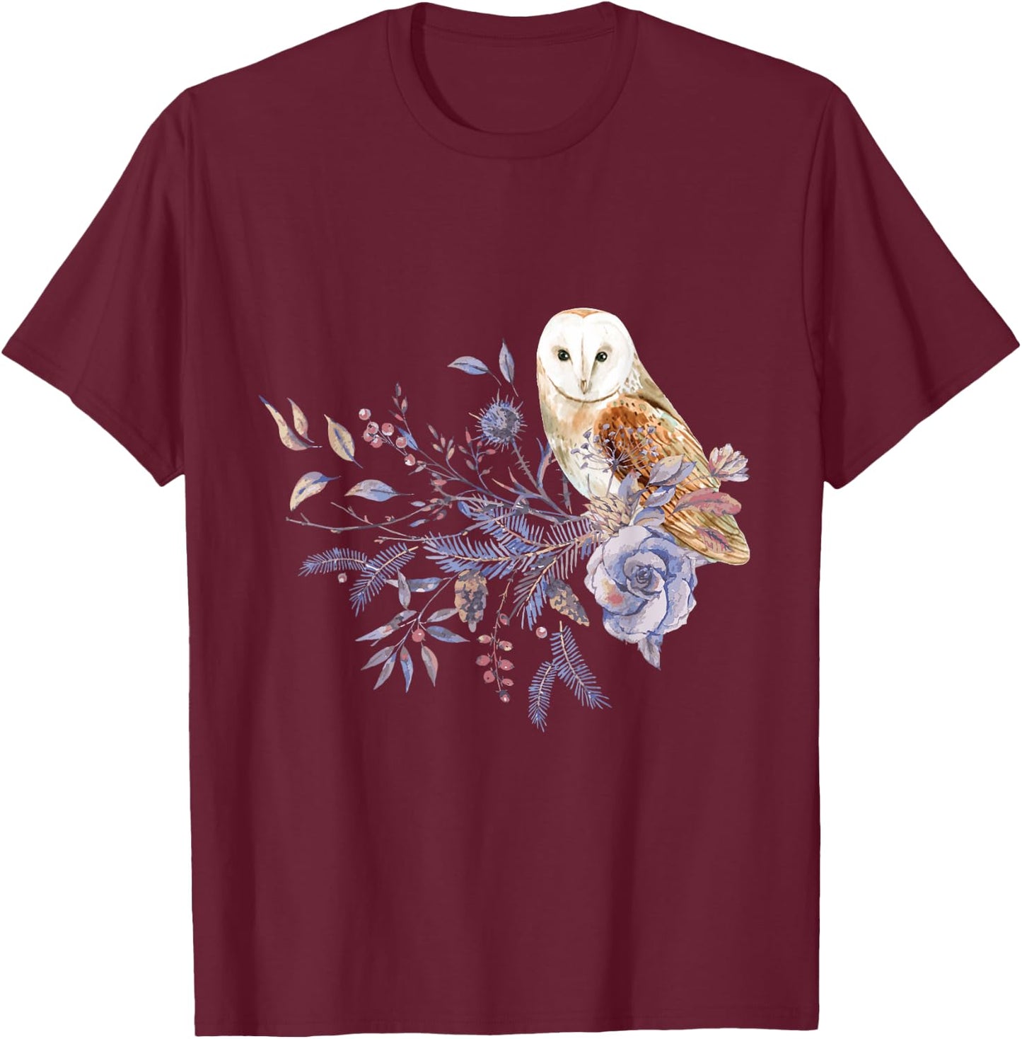 Floral Owl Bird Lover Gift Birds T-Shirt - T-Shirt | Maroon