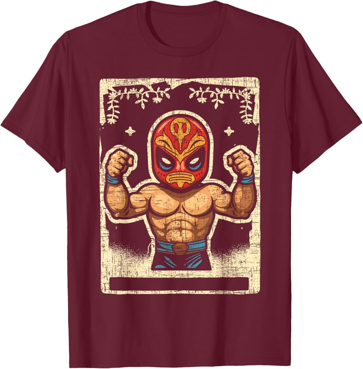 Lucha Libre Wrestler Mexican Wrestling Luchador T-Shirt - T-Shirt | Maroon