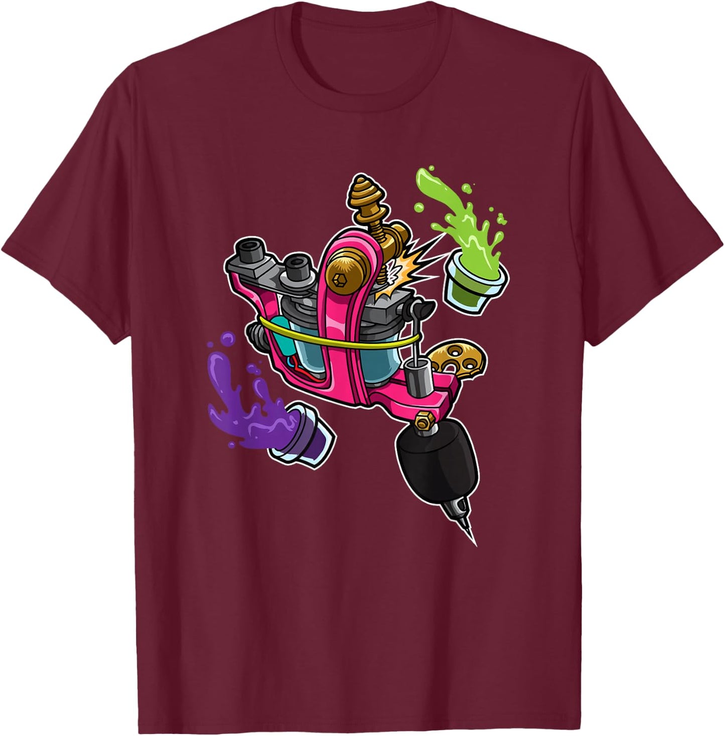 My Coil Loves Colour Tattoo Machine Tattoo Artist T-Shirt - T-Shirt | Maroon