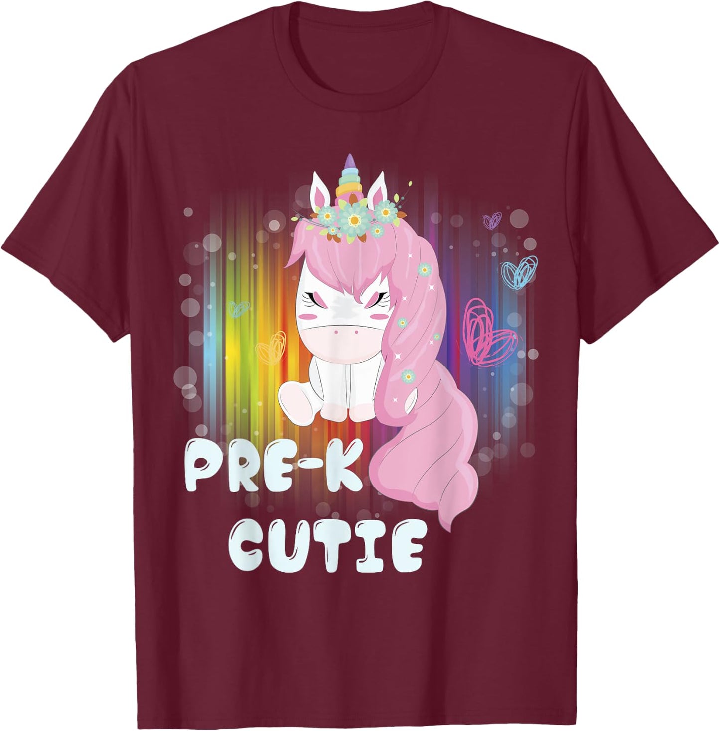 First Day of PreSchool Unicorn Back to School Girls Kids T-Shirt - T-Shirt | Maroon