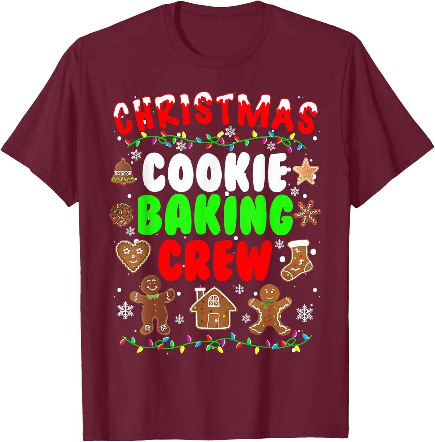 Christmas Cookie Baking Crew Funny X-mas Baker Baking Gifts T-Shirt - T-Shirt | Maroon