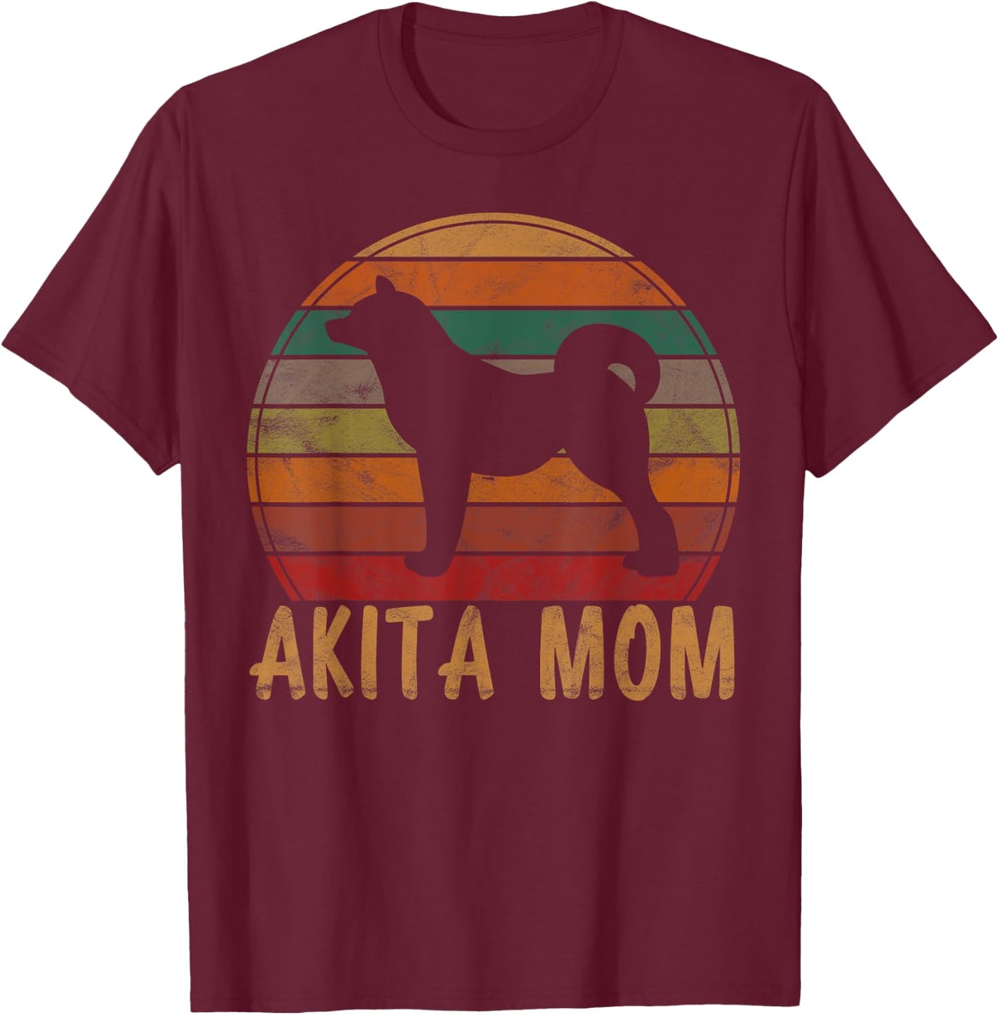 Retro Akita Mom Gift Akita Dog Owner Mother Pet Mama T-Shirt - T-Shirt | Maroon